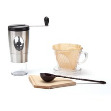 코빙 스마트 아크릴 커피분쇄기 + 드리퍼 + 커피여과지 + 계량스푼 핸드드립커피세트, 혼합색상, 1세트