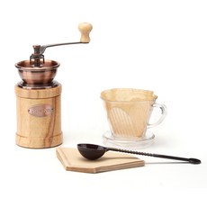 CH-3 아크릴 커피분쇄기 + 드리퍼 + 커피여과지 + 계량스푼 핸드드립커피세트, 혼합색상, 1세트