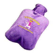 獨角獸刺繡防燙布套熱水袋 紫色 1800ml, 1個