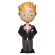 GRABO Special Delivery Pack 新郎鋁箔氣球 133cm, 黑色, 1個