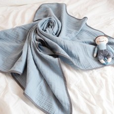 꿈꾸는두부 아동용 삼중거즈 바이어스 블랭킷, 블루