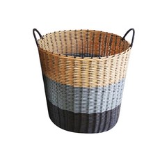 藤編圖案洗衣籃 大, 顏色米色, 1個