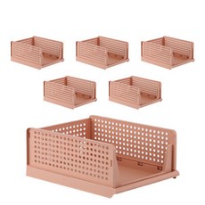 Mondespot 可堆疊儲物收納層架 整理架 嫩粉色 YT_RB284_AY, 6個