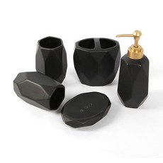 豪華浴室用品 5種組 黑色, 1套