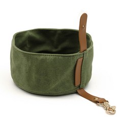 모모 반려동물 캠핑용 캔버스 식기 밥그릇, 카키, 1개