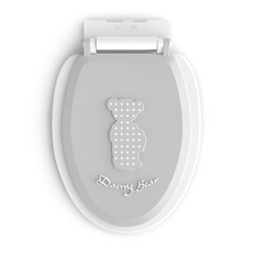 CS Living 小熊印花成人靜音馬桶蓋 M號, 灰色, 1組