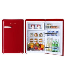 BELLE 레트로 글라스 미니냉장고 방문설치, 레드, RS11ARD