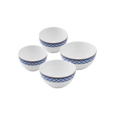 Aynsley Aston 藍色韓國餐具套組, 白+藍, 飯碗 2p + 湯碗 2p