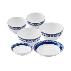 Aynsley 阿斯頓藍 韓式餐具組, 白色 + 藍色, 飯碗2p + 湯碗2p + 小菜碟 + 中菜碟