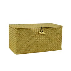 藍色現代藤編收納整理籃 S, 淺黃色, 1個