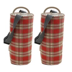 可愛的可愛格子圖案瓶袋, 紅色的, 2個