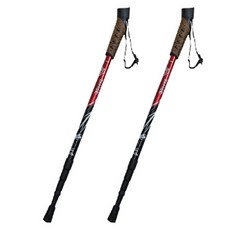 Treksta 塔霍 4節軟木握把超輕量硬鋁登山杖 2入組, 紅色, 2個