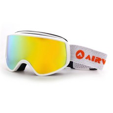 AIRWALK 青少年女式滑雪護目鏡 AW-910DM, 亮白+金鏡