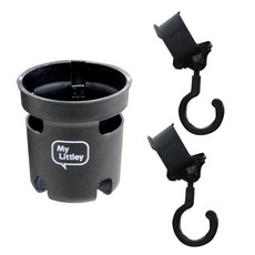 My Littley 大杯架+推車通用掛勾 2入, 黑色, 1組