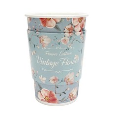 투고팩 빈티지 플라워 종이컵 390ml + 에어홀더 50p 세트, 50개입, 1세트