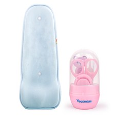 예꼬맘 신생아전용 역류방지 수유시트 + 네일케어 4종 세트 S타입, 블루(수유시트), 핑크(네일케어), 1세트