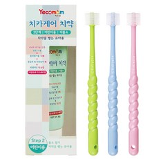 Yecomam 孩童牙膏 第2階段+360度牙刷 3入, 1組