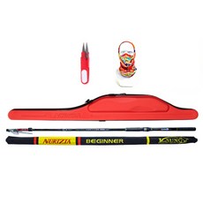 누리지아 비기너 갯바위 낚싯대 풀세트 + 보관 파우치 1-530, 레드블랙(낚싯대), 랜덤발송(케이스, 쪽가위, 버프)