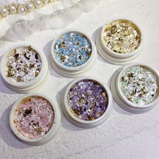 軟萌蓬鬆美甲亮片6件組, 混色, 1個