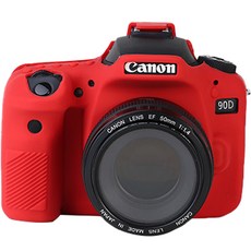 CANON 캐논 90D 카메라 실리콘 바디보호용 케이스, 1개, 90D-레드