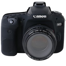 CANON 캐논 90D 카메라 실리콘 바디보호용 케이스, 1개, 90D-블랙