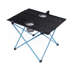 超輕量雙孔杯架露營桌, 藍色