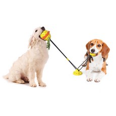 Devence 狗狗拉扯遊戲玩具吸盤+球 2入, 黃色的, 1套