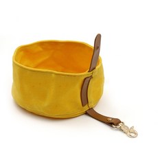 반려동물 캠핑용 캔버스 식기 밥그릇 1구, 옐로우, 1개