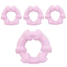 드방스 강아지 이갈이 치아청소 장난감, 핑크, 4개