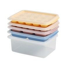 EASY&FREE 副食品分格保鮮盒, 藍色+淡粉色+黃色+燕麥色+薄荷色+透明