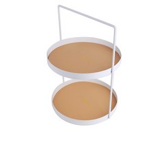 藍色摩登配件化妝品收納盒 圓形 25cm, 白色的