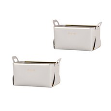 暖柄真皮收納盒淺灰色, 2個