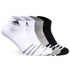 adidas 愛迪達 男款高爾夫球3線腳踝襪 白色 2雙+灰色+黑色組, 白色 2雙+灰色+黑色