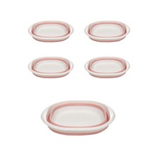 攜帶式可折疊洗臉盆 25.8cm, 粉色的, 5個