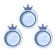 感動Pick折疊式角色皇冠洗臉盆, 藍色, 3個
