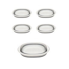 攜帶式可折疊洗臉盆 37.5cm, 灰色的, 5個