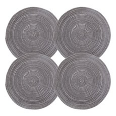 北歐圓形餐桌墊 4入, 灰色, 36cm