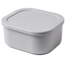 廚房工廠粉彩矽膠方形密封容器灰色 500 毫升, 1個, 500ml