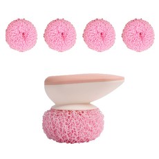 多用途菜瓜布球 + 補充菜瓜布 4入組 粉紅色, 1套
