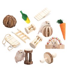 Trendy Cube倉鼠木製玩具用品 12件組, 混色, 1套