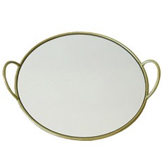 더줌커머스 황동 원형 손잡이 거울 트레이