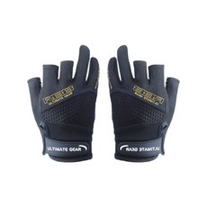 Seventstorm釣魚專用速乾通氣布料釣魚手套雙手組, 黑色的