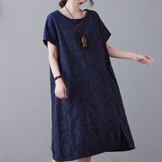 ATTERLIC 透氣緹花寬鬆版型洋裝 00095 含大尺碼, 海軍藍