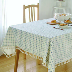 스미스브라더스 체크 테이블클로스 식탁보, 블루, 180 x 140 cm, 1개