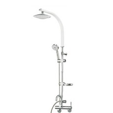 OLIVIA 3 步高度可調細長向日葵花灑淋浴盆型白色 OL-2700, 1組