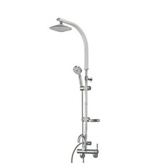 OLIVIA 三步高度可調細長向日葵花灑淋浴浴缸銀色 OL-2700, 1組