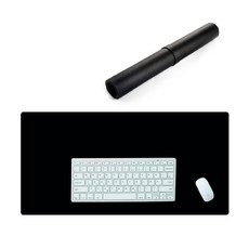 SOLID ROOM 簡約皮革防滑纖薄長桌墊, 黑色, 1個