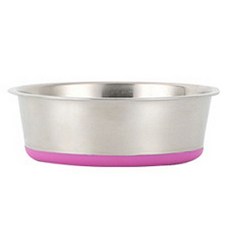 반려동물 미끄럼방지 스테인리스 사료 그릇 2500ml, 핑크, 1개
