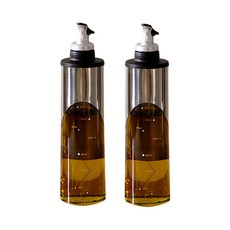 不鏽鋼一鍵式大容量玻璃油瓶 650ml 2個