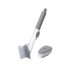 按壓式洗碗刷 + 菜瓜布, 單一顏色, 1套